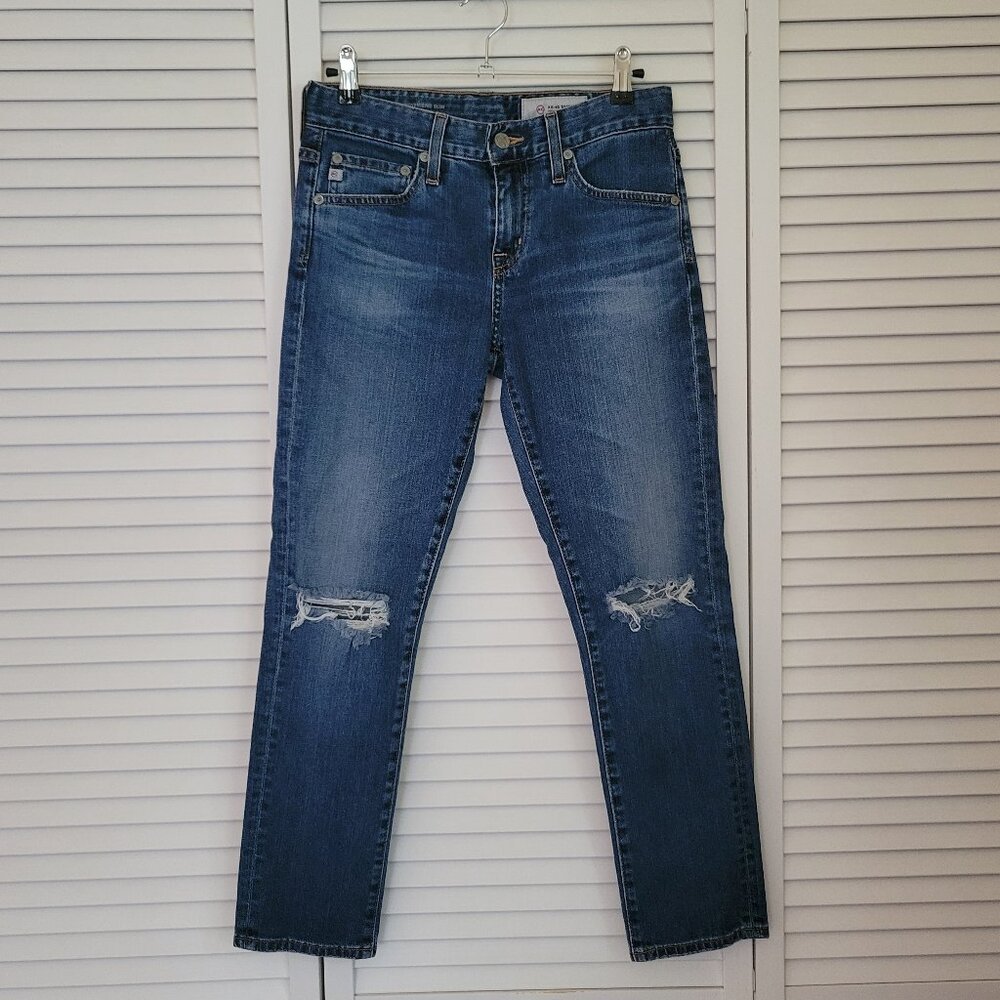 AG Ex boyfriend Slouchy Slim Crop Knee Tear Jean, 11 Years Medium Wash